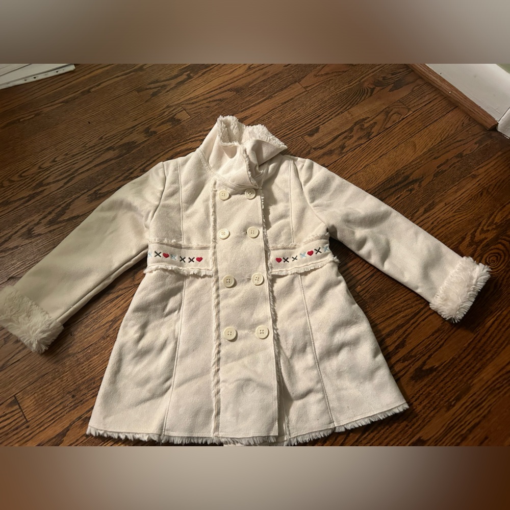 Gymboree girl mountain cabin Ivory Faux Suede Shearling Coat jacket